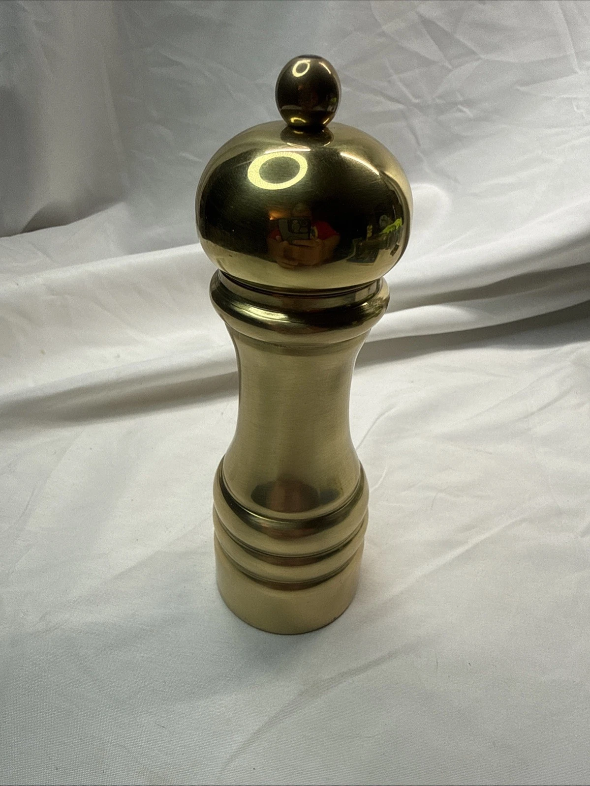 Williams Sonoma Brass Wood Salt Mill / Grinder 7” Italy