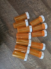LOT 12 Empty Amber Pill Bottles With Generic Label On Lid Perfect For Crafts