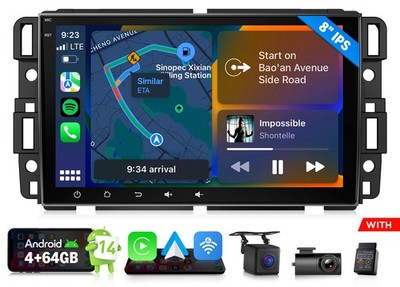 Android 14 4+64 Car Radio Stereo Apple CarPlay 8'' for 2007-2014 Suburban Upgrade