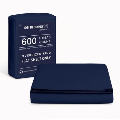 132'' W x 120'' L 1Pc Alaskan King Flat Sheet Only - 600 Thread Count - 100% Eg...