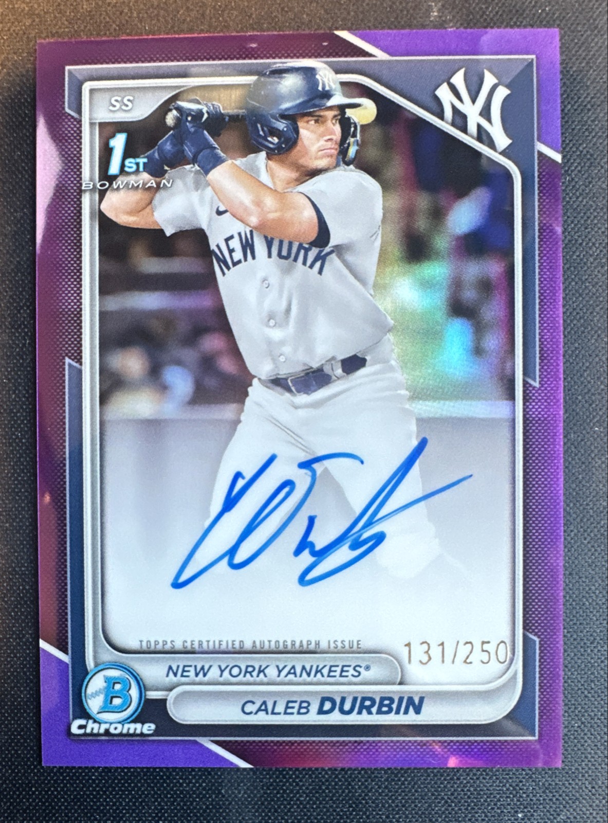 2024 Bowman Chrome Prospect Autographs Caleb Durbin #CPA-CD Purple Ref /250
