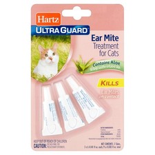Hartz UltraGuard EAR MITE TREATMENT for Cats WITH ALOE  Pet Care 3 Tubes NEW