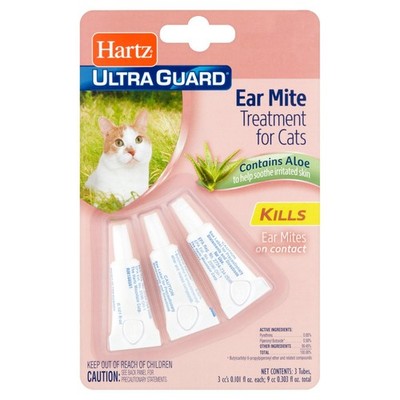 Hartz UltraGuard EAR MITE TREATMENT for Cats WITH ALOE | Pet Care 3 Tubes NEW