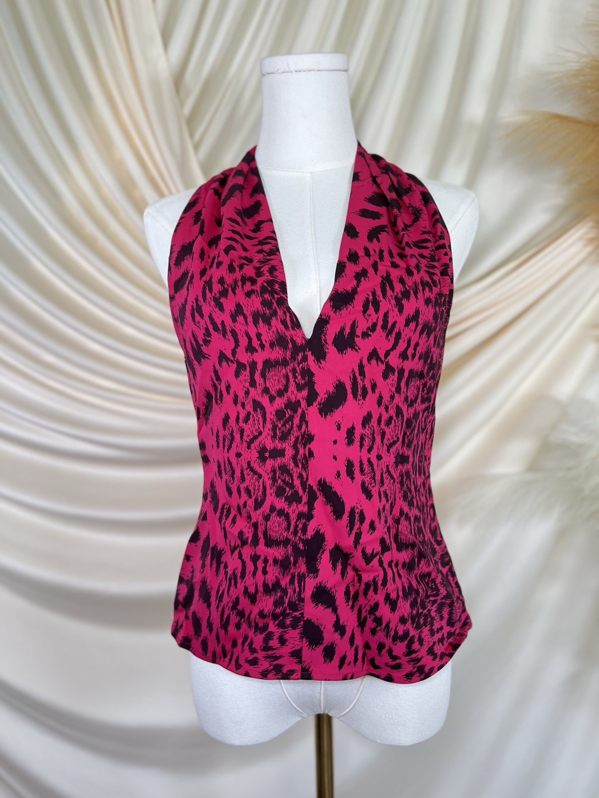 Femme Women&rsquo;s Elise Sleeveless Top Animal Print Plunging V