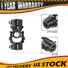 3/4" 36 Spline X 3/4" DD Black Steering Universal Joint Single U Joint Shaft
