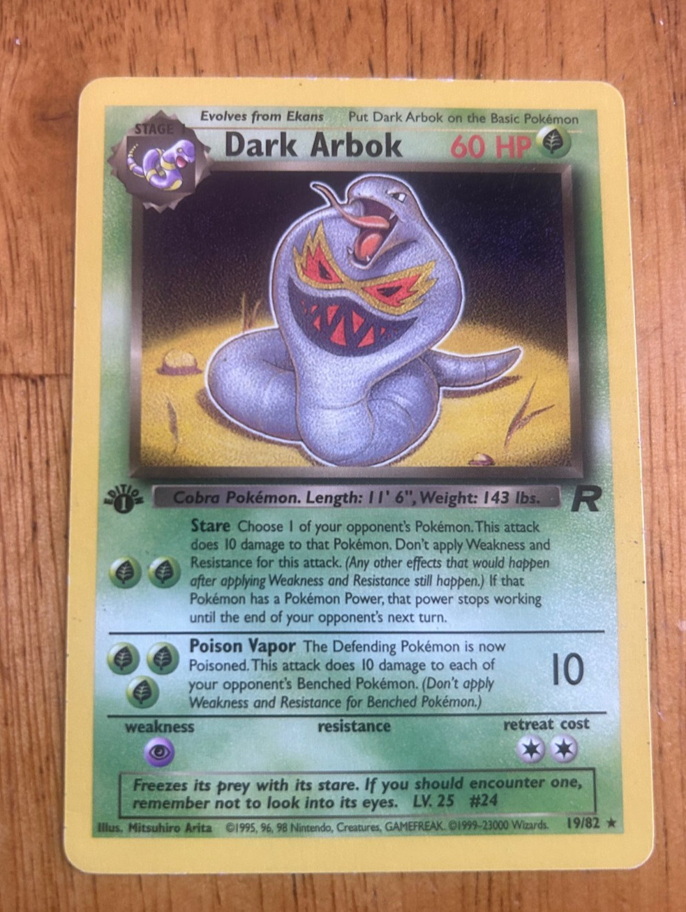 Pokemon Card Team Rocket Dark Arbok 19/82 Rare 1st Edition EX