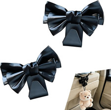 2 PCS Car Purse Hooks, Leather Bow Seat Back Hanger, ABS 7-Shape Headrest Holder