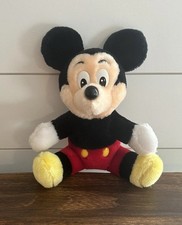 Mickey Mouse Plush Walt Disney World Vintage 7.5 Sitting Plastic Eyes