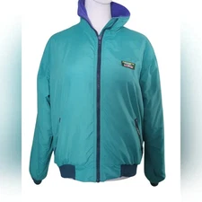 Vintage L.L. Bean Womens Teal Windbreaker with Blue Trim Size Medium