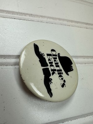 Vintage 1972 Charlie's Back Chaplin Button Pin Bubbles Inc Milton Bradley
