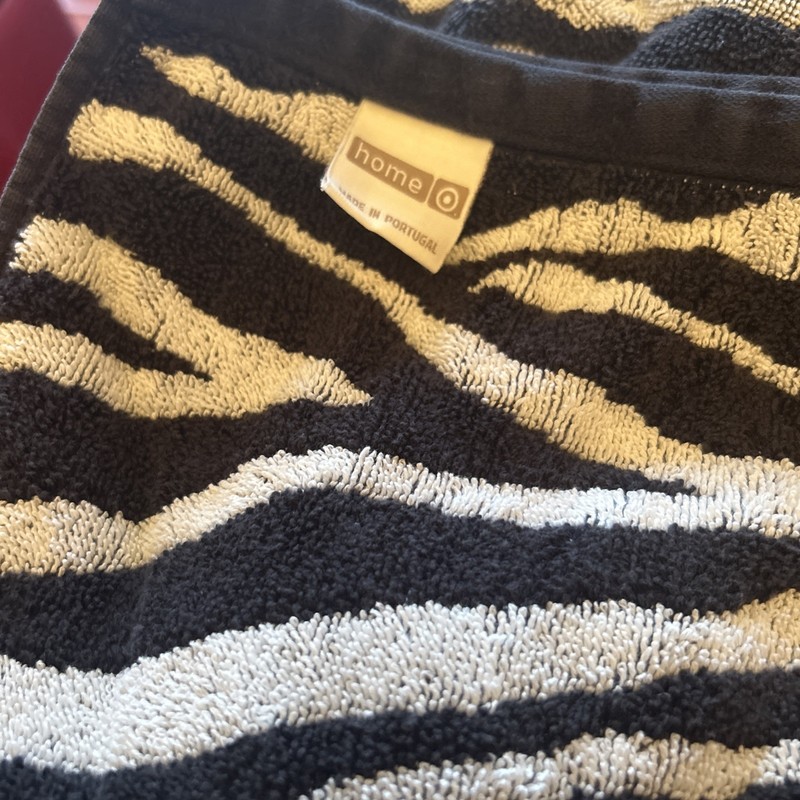 2 “home” Zebra Animal Print Luxury Bath Towel - 100% Cotton -black&white