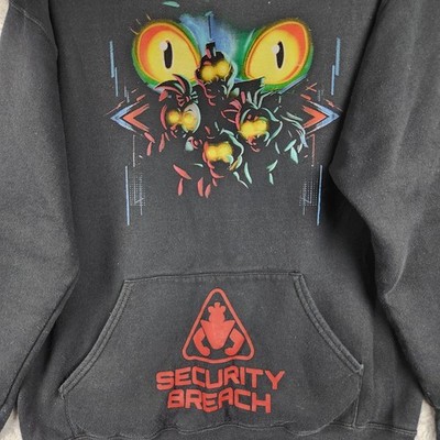 Five Nights At Freddys Hoodie Mens Large Black Security Breach Game Graphic Logo