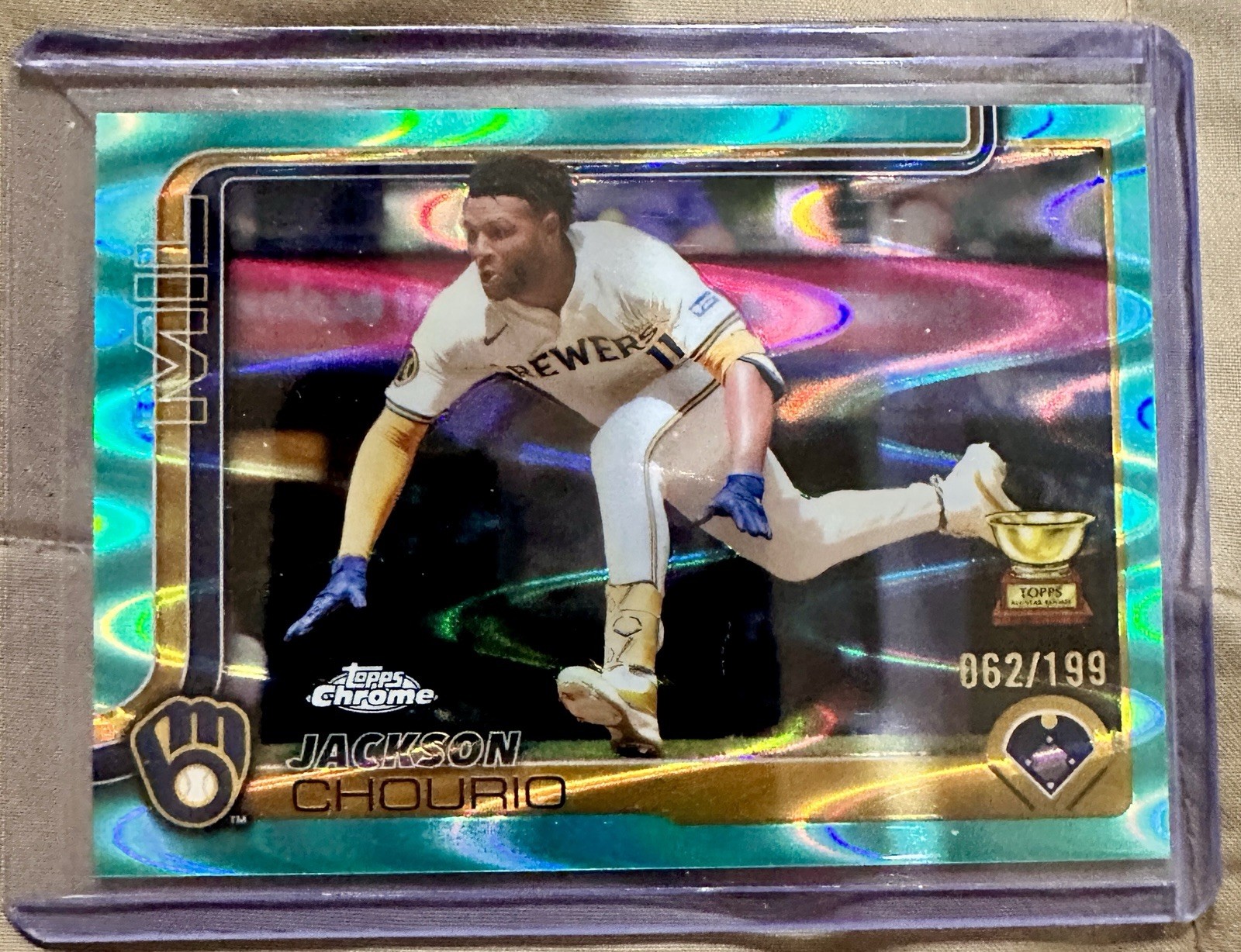 2025 Topps Chrome - Jackson Chourio (#262) Aqua Raywave Refractor /199