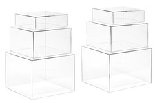 Set 3 Clear Acrylic Cube Display Nesting Risers with Hollow Bottoms, 2-Pack