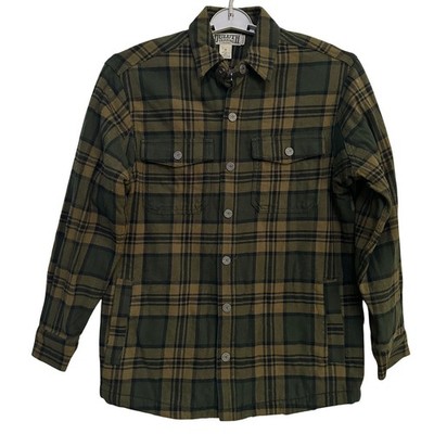 Duluth Trading Co Flapjack Fleece Lined Shirt S Green Plaid Workwear Lumberjack