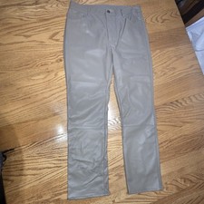 HM Faux Leather Beige Straight Leg Pant Women Size 10