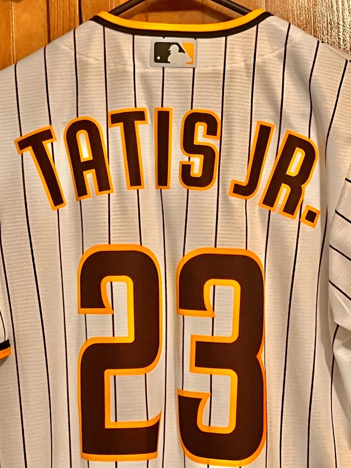 FERNANDO TATIS JR #23 Nike White Pin Striped Jersey Mens Medium San Diego Padres - Image 2 of 4