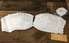 NWT Kona Sol Women's Bandeau Back Hook Bikini Swim Top White 12-14 Beach Coastal