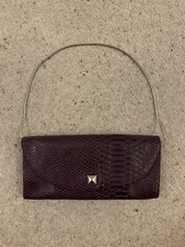 Cartera de cuero Warehouse - Granate - Estilo piel de serpiente - Buen estado