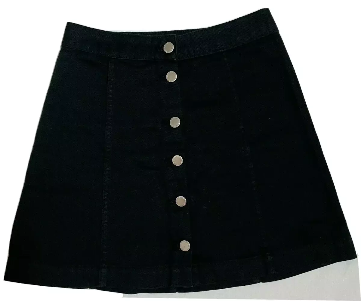 4 fits 0 2 Divided H M 100 Cotton Black Denim Button Down A line