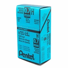 Pentel 50-H Super Hi-Polymer Lead Refill, 0.7mm Medium, H, 144 Pieces of Lead
