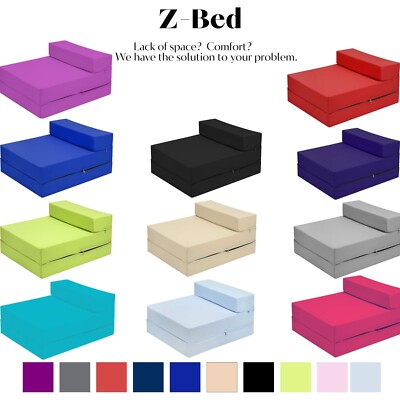 Z Bett Single Futon Klappbar Besucherstuhl Bett Schaumstofffüllung Wasserabweisend Bezug