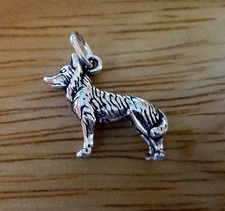 Sterling Silver 14x17mm 3D German Shepherd Husky Malamute Dog Charm