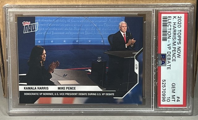 2020 TOPPS NOW ELECTION #4 KAMALA HARRIS MIKE PENCE PSA 10 GEM MINT VP Debate