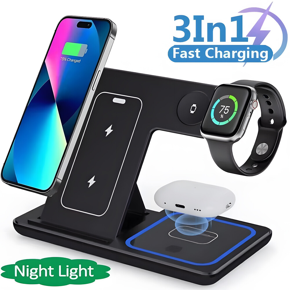 Wireless Charger Charging Station 3 IN 1 For Apple Watch Air Pods iPhone 16 15