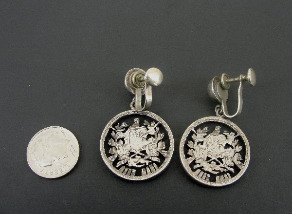 Earrings Silver Cut Solid Silver Coins Vintage Sc… - image 4