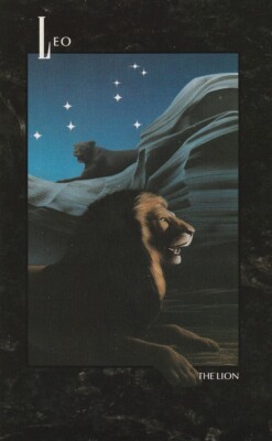 Postkarte von 1987 leer, STERNZEICHEN lateinischer Zeichenname LÖWE Verlag.USA 87