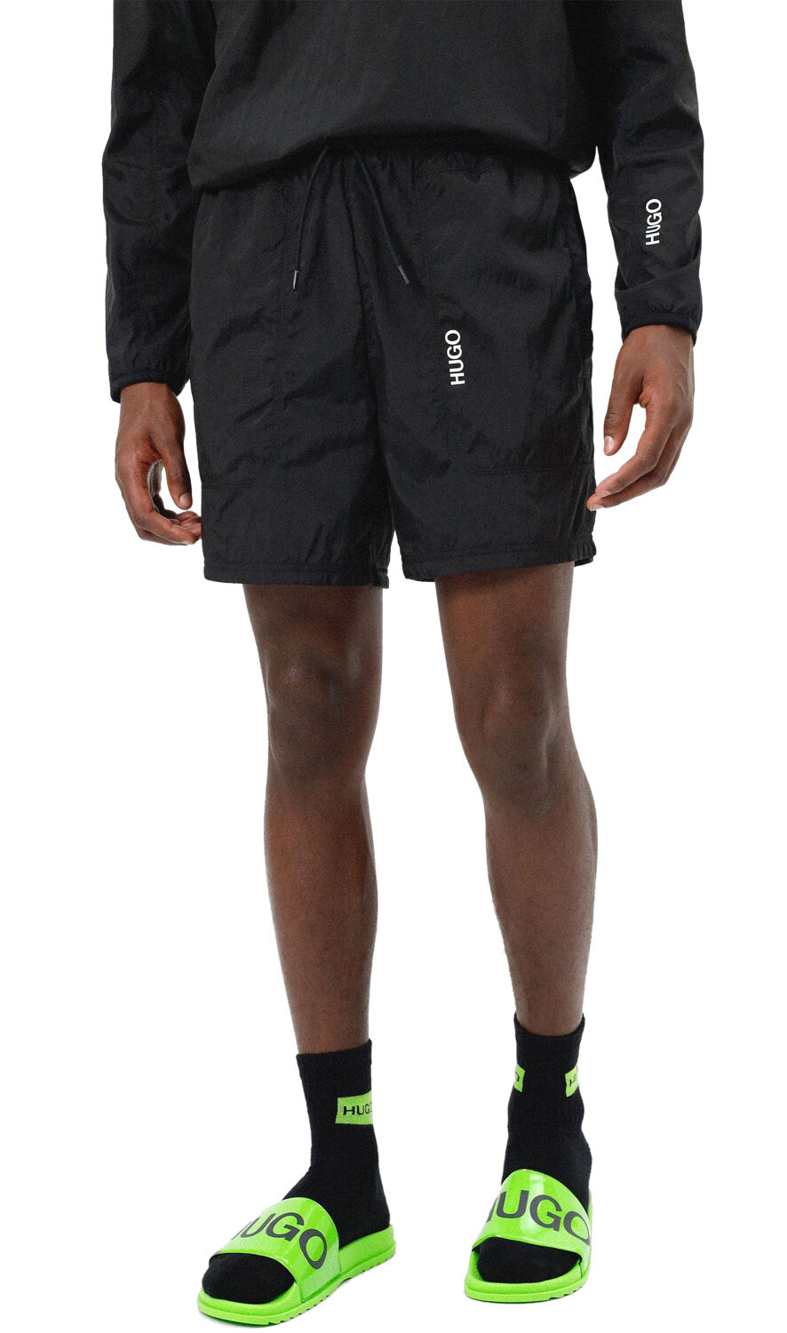 Hugo By Hugo Мужские шорты на завязках с логотипом Dolda от Hugo Hugo большие черные 9090₽