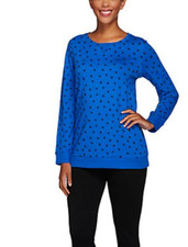 Denim  Co. - Active Dot Print French Terry Sweatshirt - Fall Blue - 95 Cotton