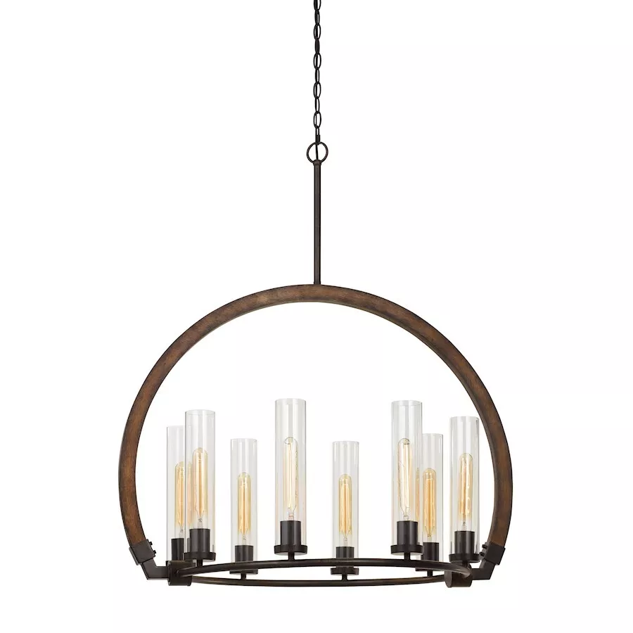 Cal Lighting Sulmona Wood Metal 8 Light Chandelier Oak Iron FX 3691 8