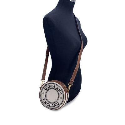 バッグ BURBERRY 21SS Louise Monogram Print Authentic Burberry Beige Canvas Logo Print Louise Round Crossbody