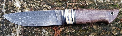 A.Maruschin Russland Outdoor Messer Damast Stahl HRC 62Handarbeit Шершень - Bild 9 von 10