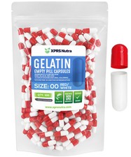 XPRS Nutra Size 00 Red/White Empty Gelatin Capsules Gelcaps Pills Caps DIY Fresh
