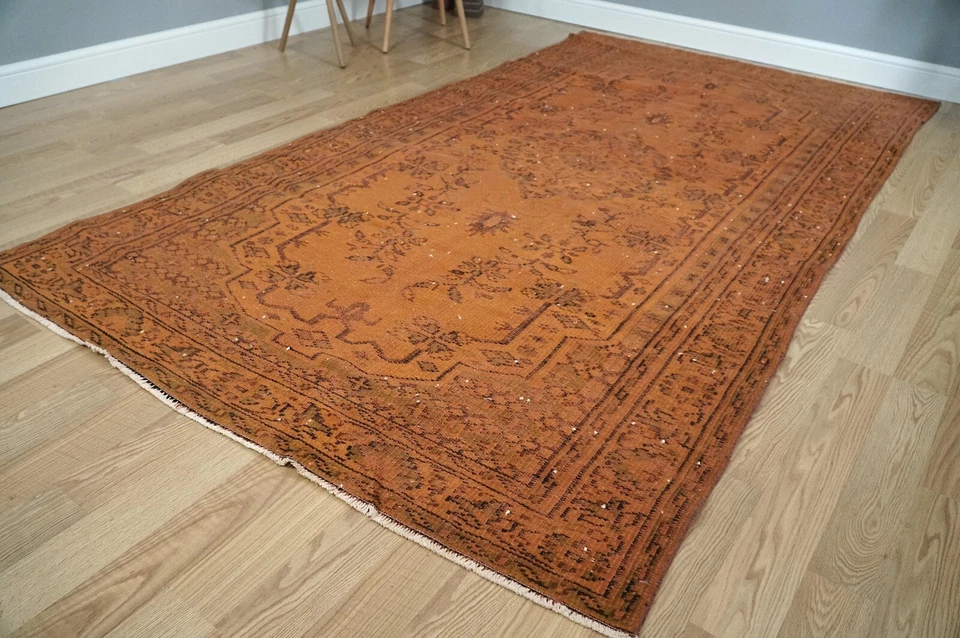 Alfombra oriental naranja, alfombra vintage de lana, alfombra turca antigua, 4,99 x 8,96 pies H-2219 Foto 2 de 4