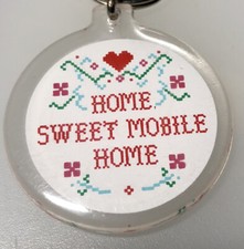 Home Sweet Mobile Home RV Camper Travel Trailer Tiny House Camp Vintage Keychain