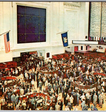 1959 New York Stock Exchange, Wall & Broad Streets, NYC  Vintage Postcard Posted