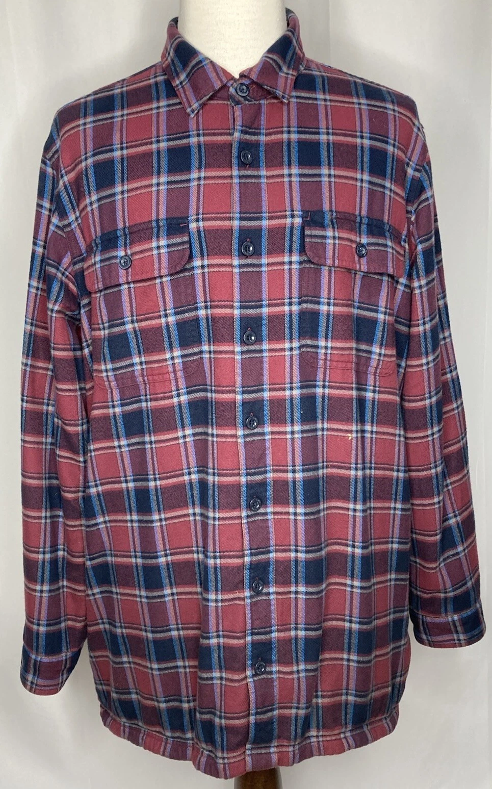 LL Bean Shacket Mens XL Tall Flannel Plaid Fleece Thermal Insulated Outdoors