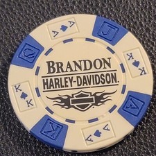BRANDON HD ~ FLORIDA (White AKQJ design 1) Harley Davidson Poker Chip CLOSED