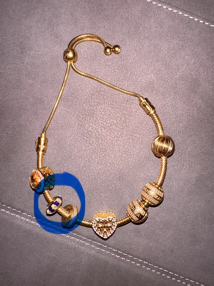 Original Pandora Spacer Charm Blue Stripes - Bild 2 von 4