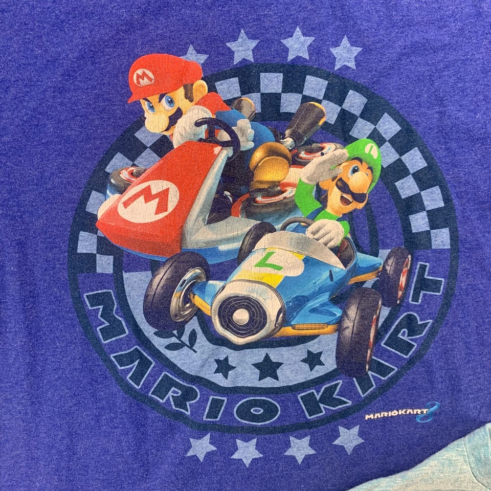 Mario Kart Shirt Marvel Boys Medium 14/16 Blue Superhero Graphic Tee 2 Piece - Image 3 of 4