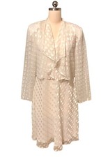 David Rose White Shift Dress And Jacket Silver Metallic Trim VTG Women’s Sz 12