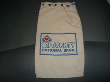 Vintage Canvas Deposit Bank Bag 6" x 11" Tri County National Bank Off White