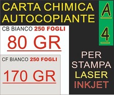 250x2 FOGLI A4 CHIMICA COPIANTE BIANCO CB 80 GR CF 170 GR STAMPA LASER INKJET