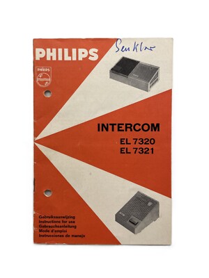 Vintage Original Philips INTERCOM EL 7320 7321 Bedienungsanleitung Selten