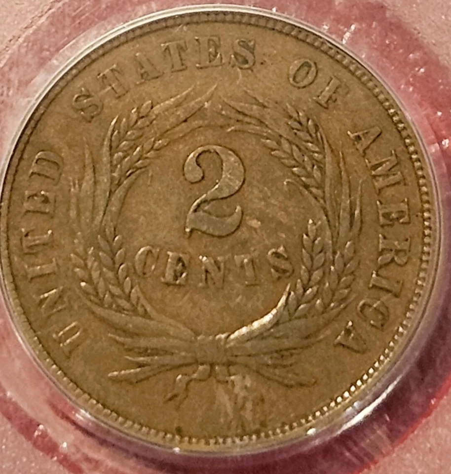 1864 TWO CENT SMALL MOTTO PCGS VF35 OBSOLETE TYPE COIN 2C RARE VARIETY - Image 4 of 4