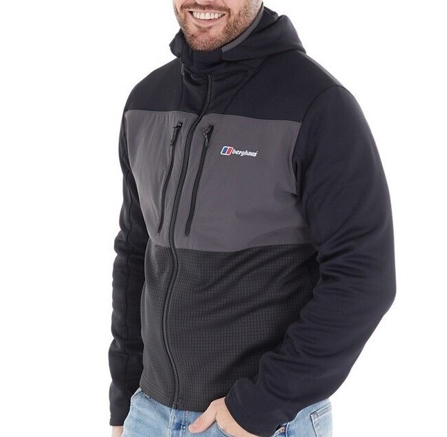 Berghaus Mens Sidley Fleece Black/ Grey Hooded Jacket eBay